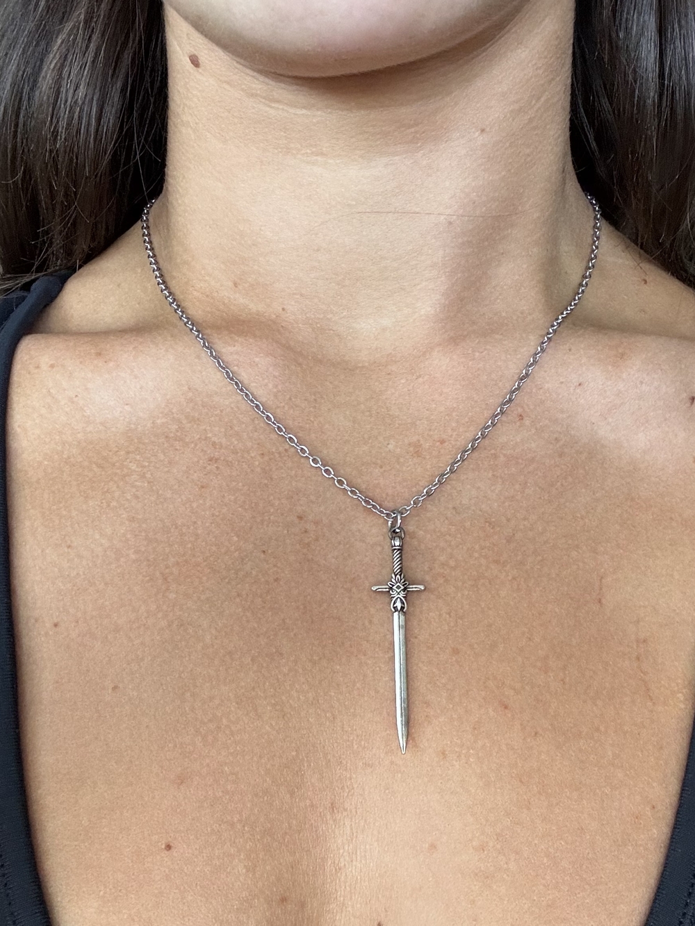 Silver Sword Pendant Necklace - Silver